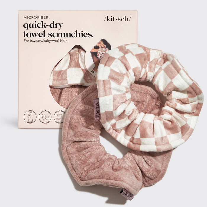 Toalla de microfibra de secado rápido Scrunchies 2uds - Terracota Checker