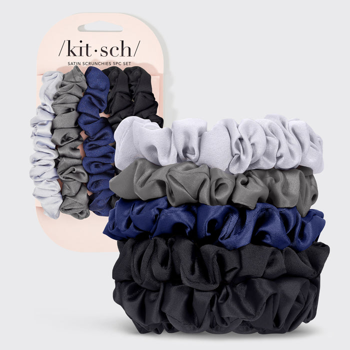 Set da 5 pezzi di scrunchies in raso Petite - Mezzanotte