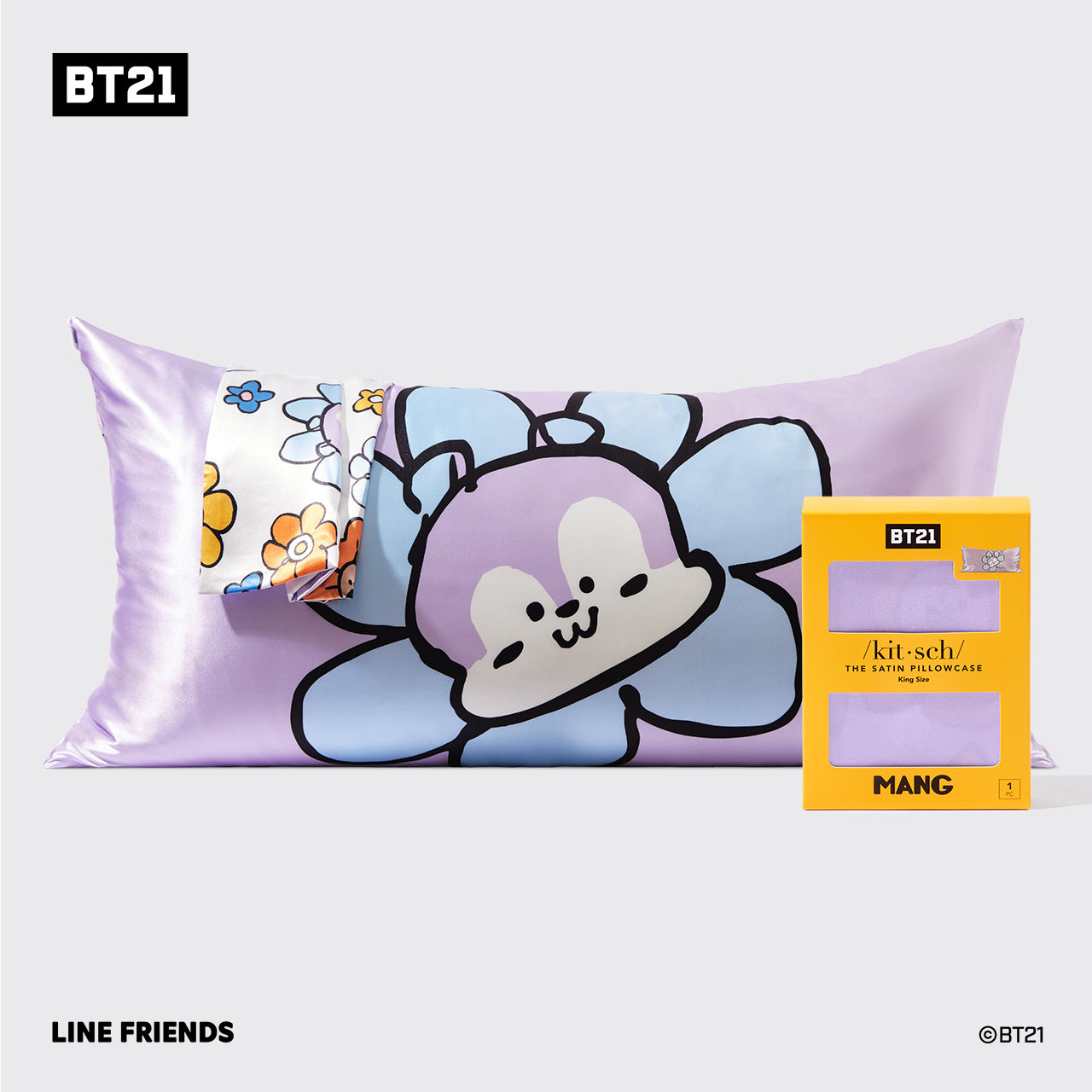 BT21 x Kitsch Σατέν μαξιλαροθήκη King - Mang