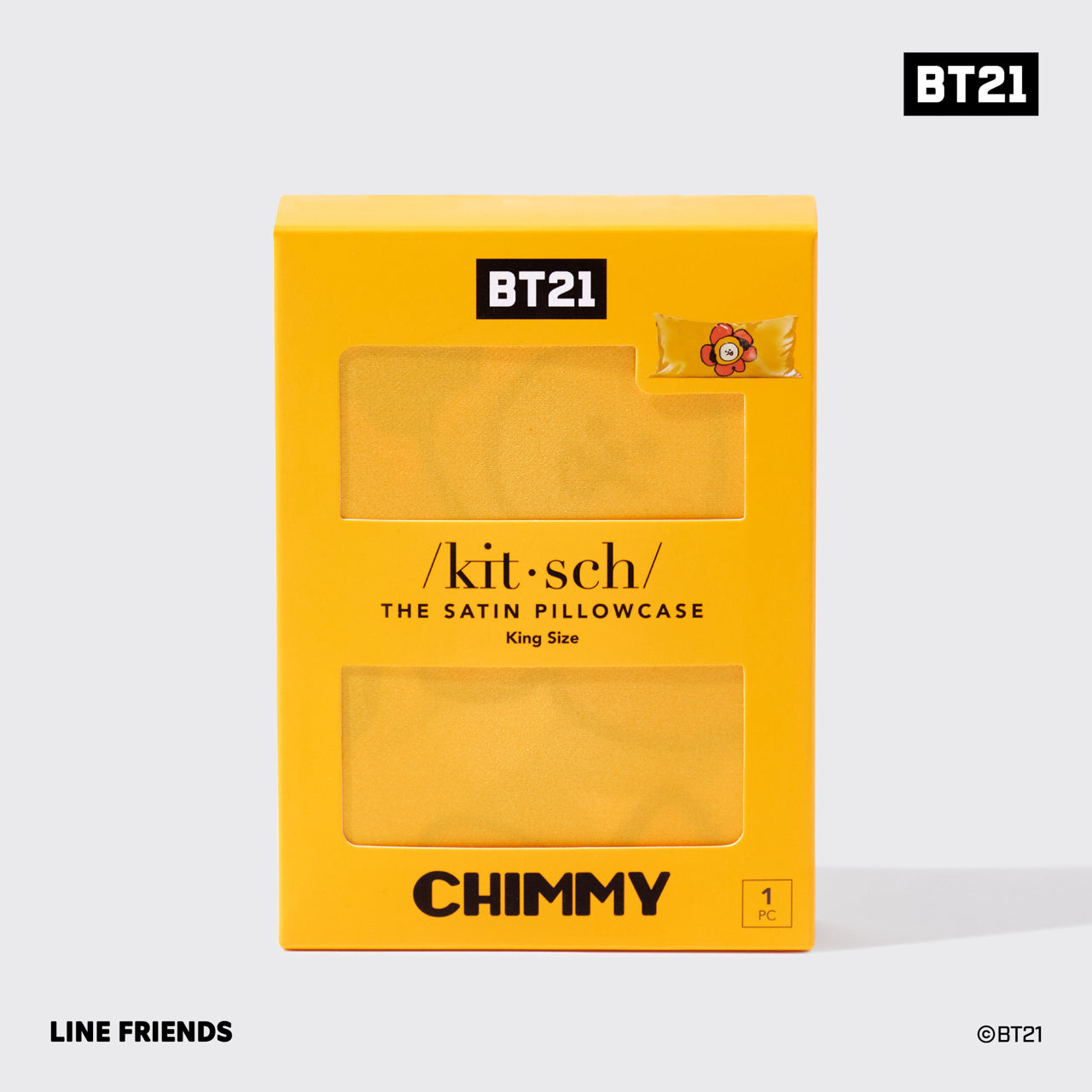 BT21 x Kitsch Σατέν μαξιλαροθήκη King - Chimmy