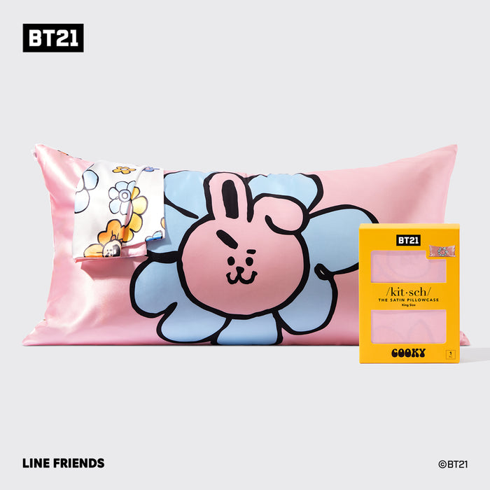 BT21 x Kitsch Σατέν μαξιλαροθήκη King - Cooky