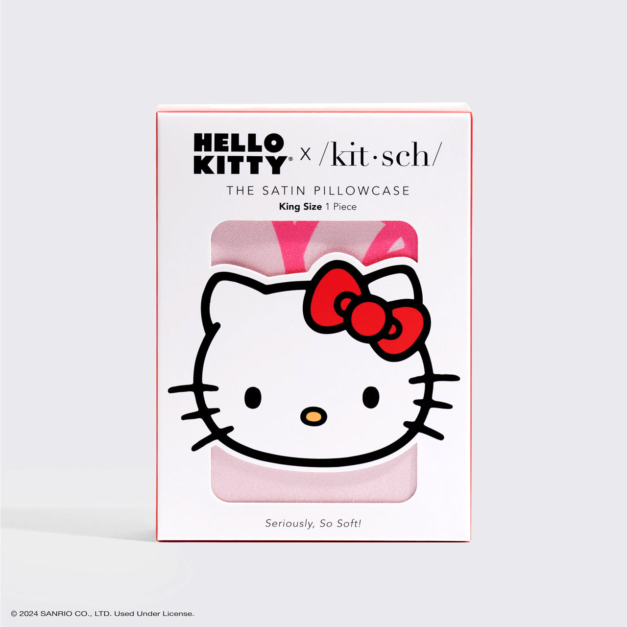 Hello Kitty x Kitsch Μαξιλαροθήκη King - Ροζ πρόσωπα γατούλας