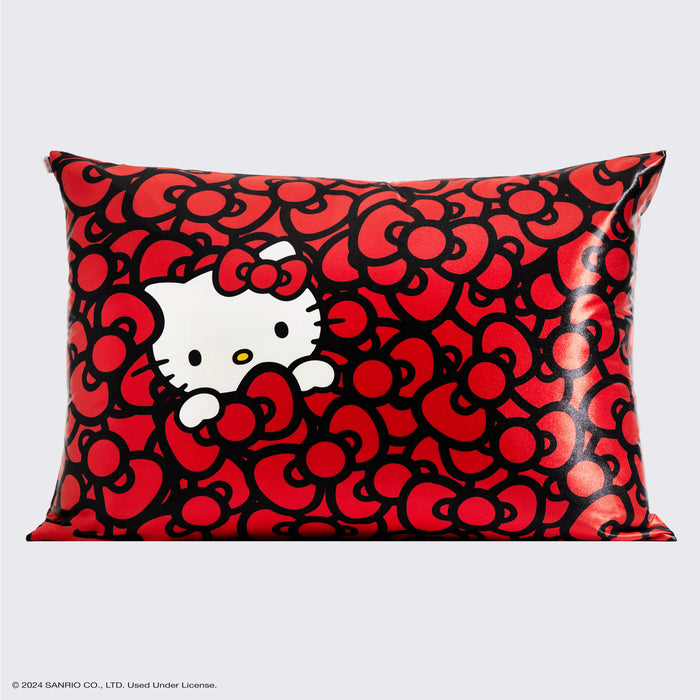 Kitsch x Hello Kitty Satin Pillowcase - Hello Kitty Bathes in a Sea of Bows