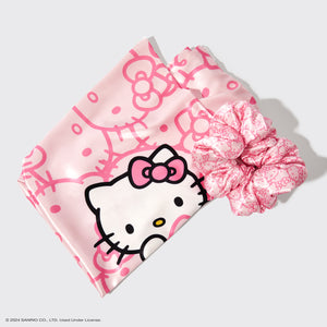 Hello Kitty x Kitsch Funda de almohada de satén y almohada Scrunchie 2pc Set