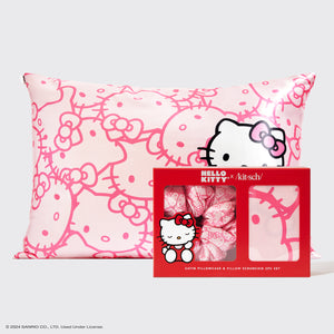 Hello Kitty x Kitsch Funda de almohada de satén y almohada Scrunchie 2pc Set