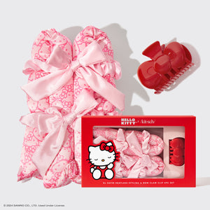 Hello Kitty x Kitsch Pack de 4 pinzas para el pelo y el moño de satén XL sin calor