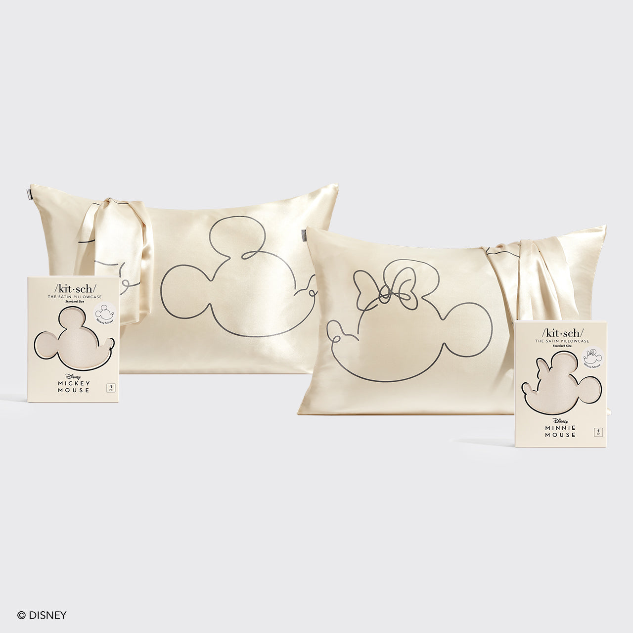 Kitsch & Mickey y Minnie Funda de almohada estándar - Crema