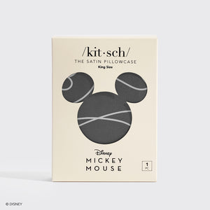 غطاء وسادة ساتان من Kitsch &amp; Mickey and Minnie بتصميم متاهة ميكي كينج - فحمي