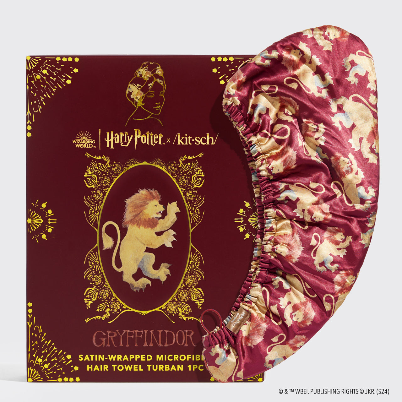 Asciugamano per capelli satinato Harry Potter x Kitsch - Grifondoro