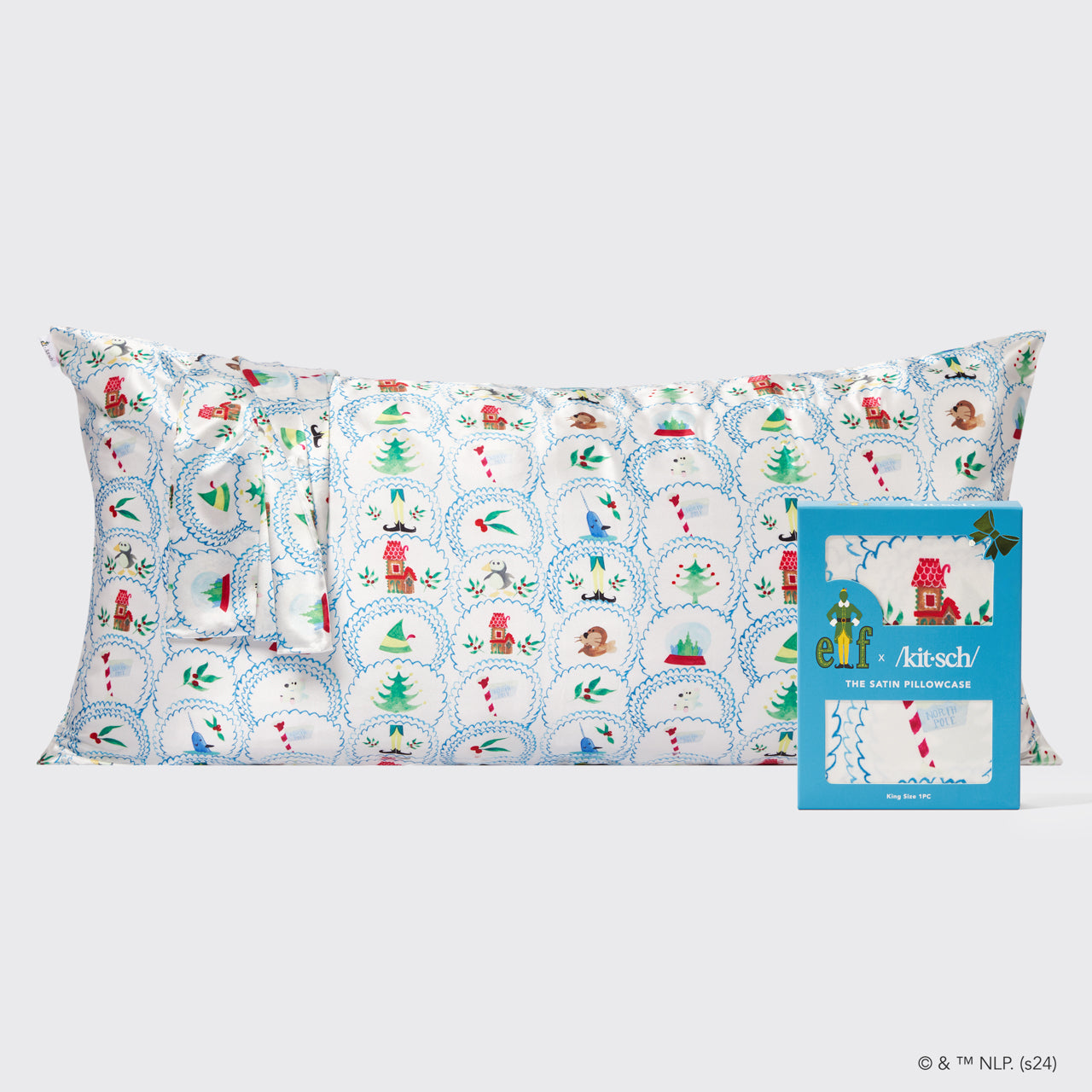 Elf x Kitsch Funda de almohada de satén Rey - Polo Norte