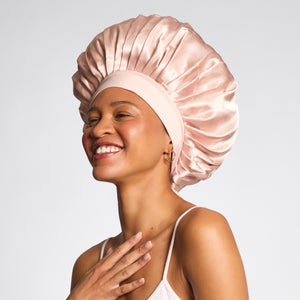 Oversized Satin Bonnet - Blush