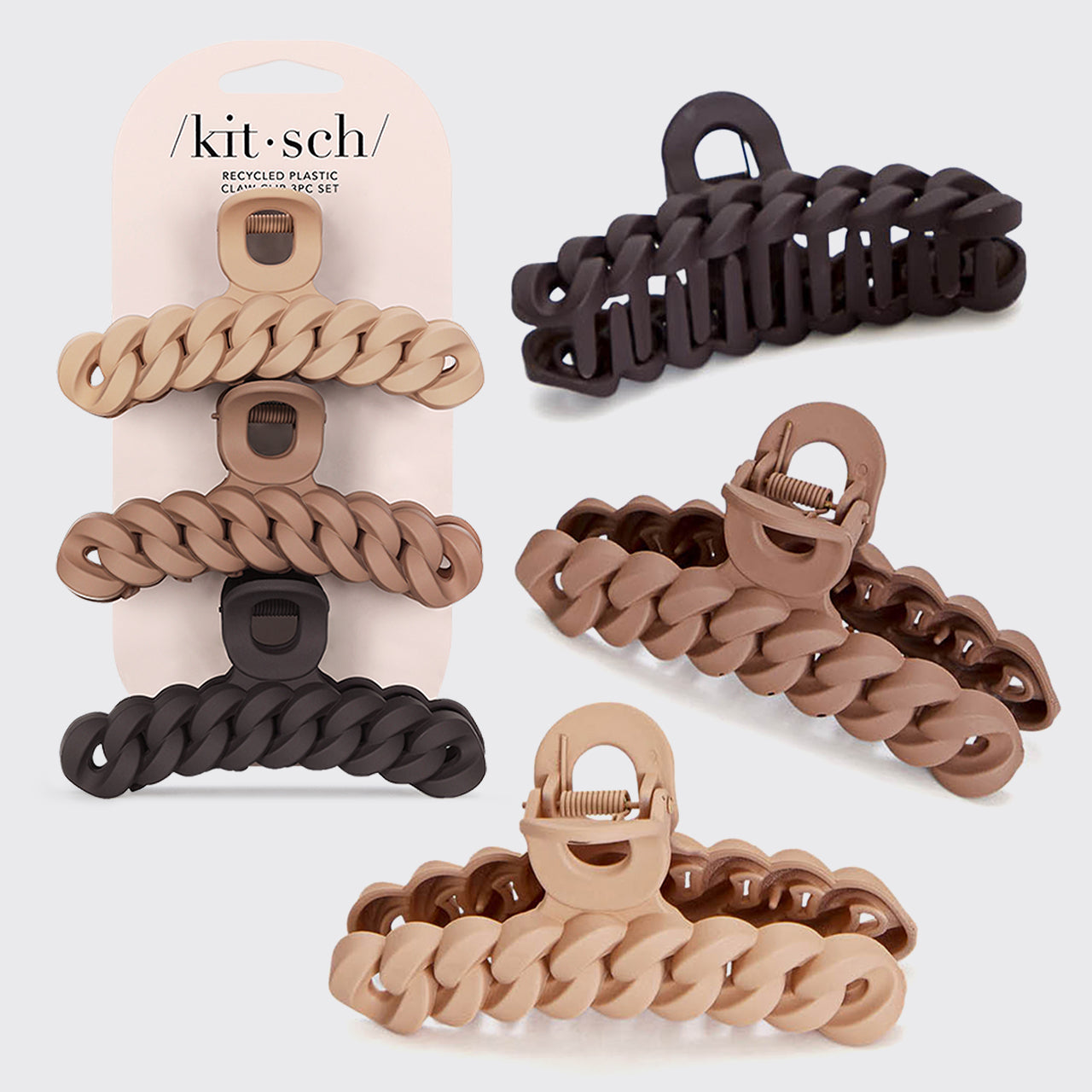 Chain Claw Clips 3pc Set - Neutral