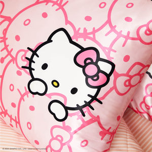 Hello Kitty x Kitsch Funda de almohada de satén - Caras Hello Kitty rosa