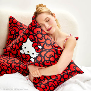 Kitsch x Hello Kitty Pillowcase King - Hello Kitty Bathes in a Sea of Bows